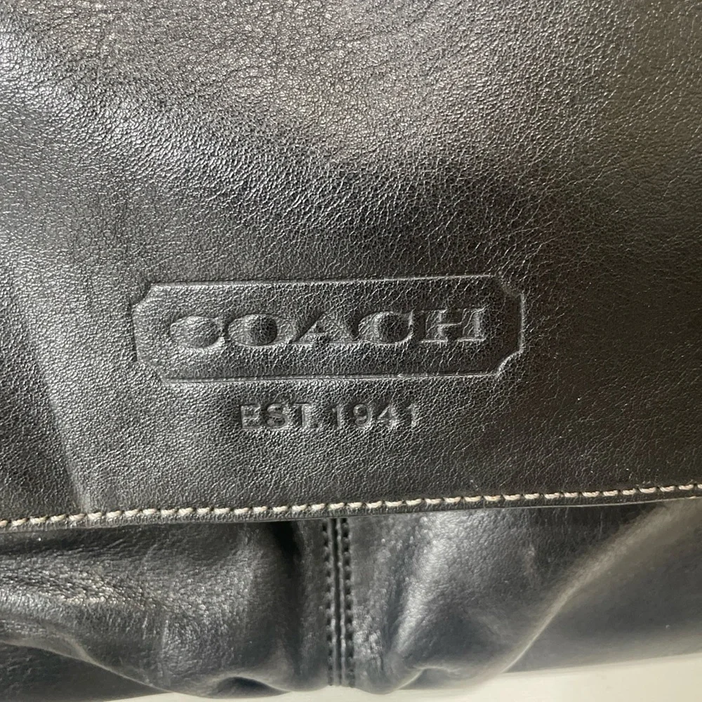 COACH Heritage Web Black Leather Messenger Bag #F70556